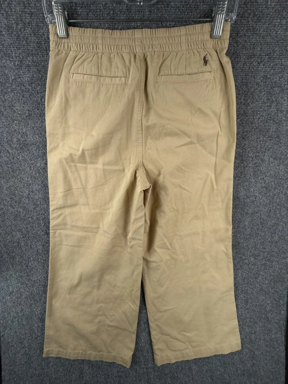 Polo Ralph Lauren Pants Women Beige Capri Size 16 Adult Cotton Elastic Waist